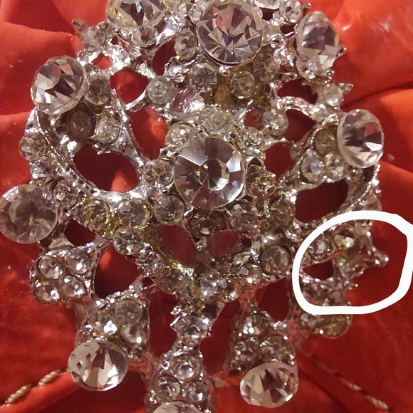 Vintage Orange Faux Leather & Rhinestone Clutch - Picture 11 of 13